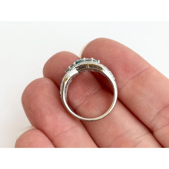 Light Blue Topaz Tapered Gemstone 925 Sterling Silver Vintage Ring - sz 5 - Picture 3 of 10
